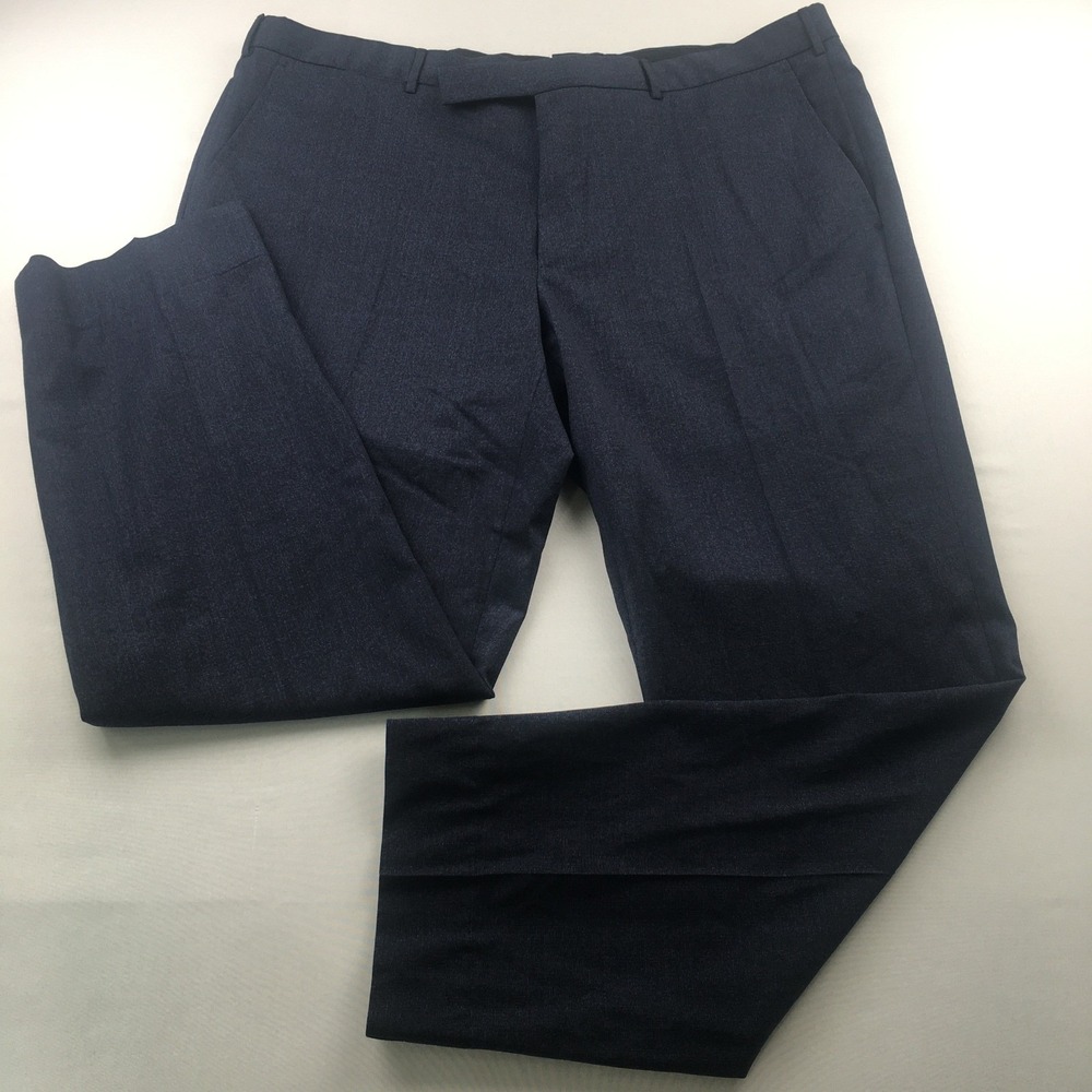 Zegna Sartorial Trousers Men ~42W 58R (IT) Blue Wool Blend Textured Dress Pants